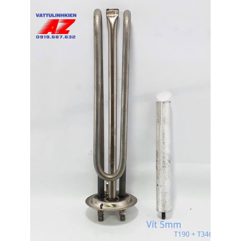 Bộ linh kiện ruột đốt Bình nóng lạnh ROSSI, TÂN Á thân thẳng bát tròn 6,5cm x 23cm + Thanh magie 5mm