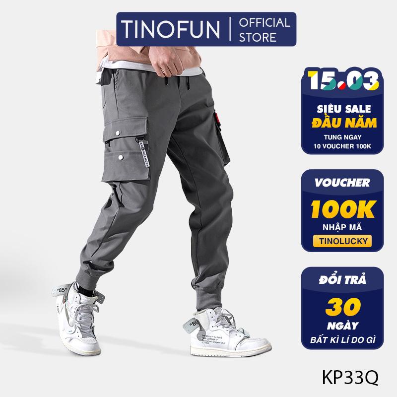 △Quần thể thao nam TINOFUN kaki thô túi hộp kiểu bó ống Hàn Quốc dài,quần áo mùa hè