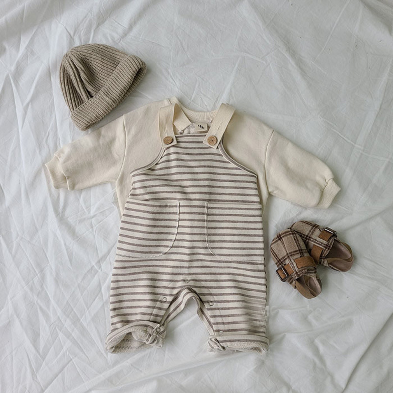 Áo liền quần tay dài sọc ngang cho bé trai & gái