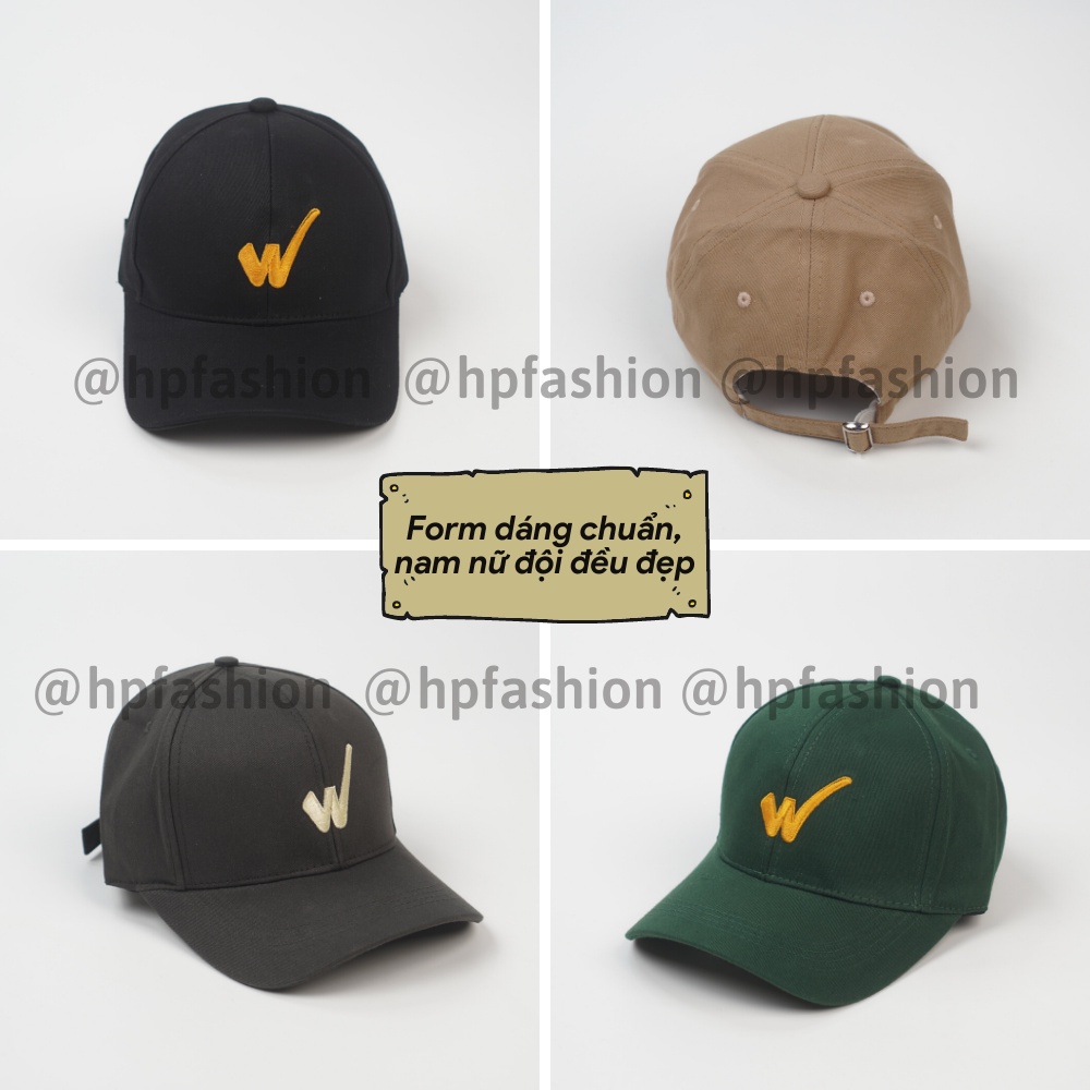 Mũ lưỡi trai ❤️ Nón kết thêu chữ W chất kaki cao cấp form unisex nam nữ N70 - Happy Style
