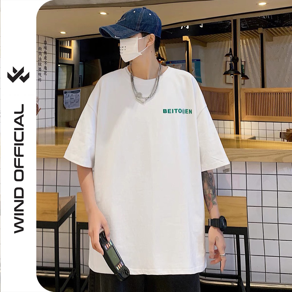 Áo phông unisex form rộng WIND oversize tay lỡ cotton BEITOGEN thời trang nam nữ | BigBuy360 - bigbuy360.vn