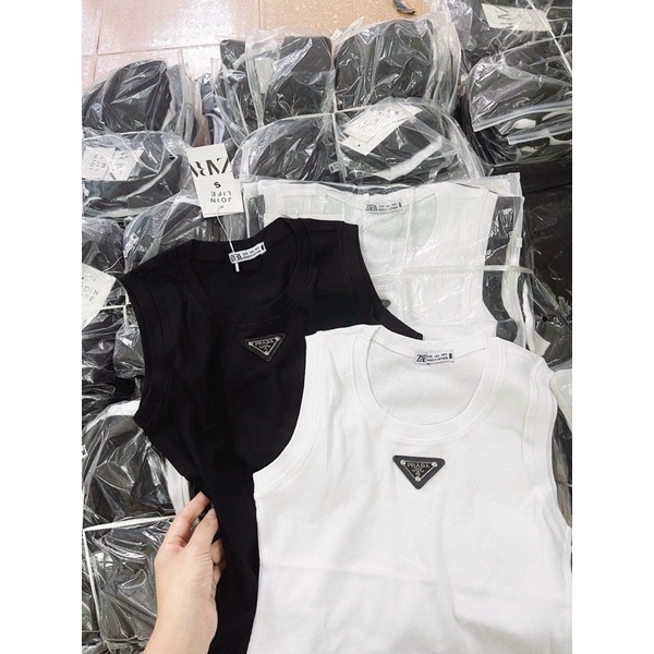 ANU21 - SET 2 ÁO BA LỖ NỮ COTTON LOGO PRADA