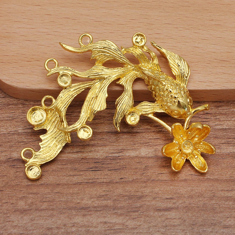 1 phiến đúc cá chép 63*48mm nguyên liệu làm trâm làm trang sức cổ trang cosplay cổ phục có màu KC