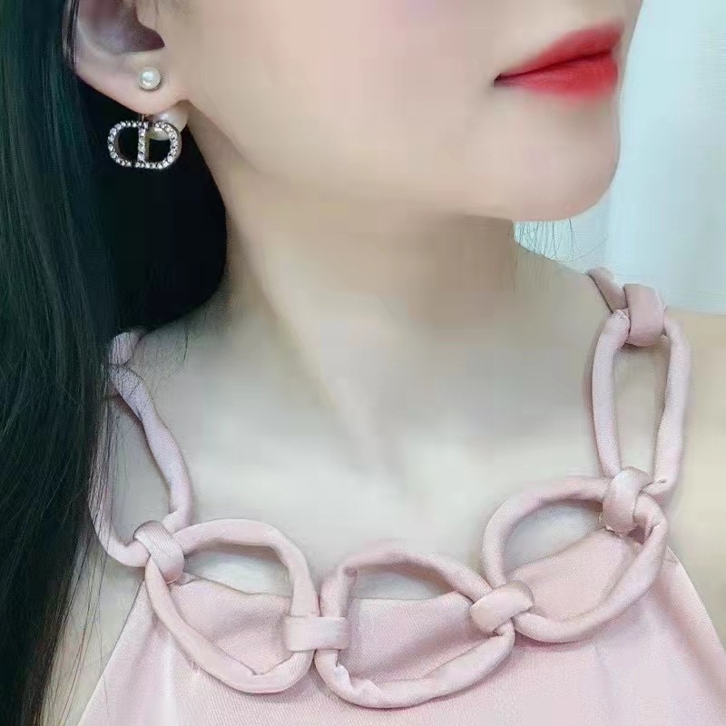 Khuyên tai nữ thương hiệu CD ngọc trai nhân tạo gắn đá lấp lánh TB507