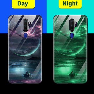 Ốp lưng mặt kính dạ quang cho oppo a9 2020 a5 2020 a53 2020 a5s a3s a12 f11 realme 3 pro pro pro 2f a7 realme c1
