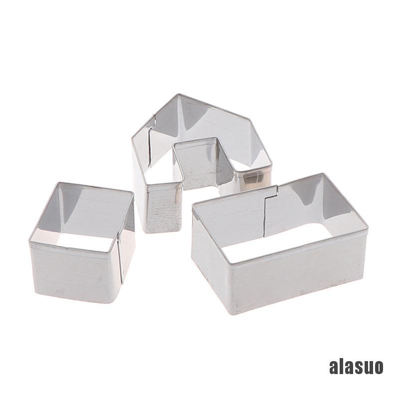 3 Khuôn làm bánh quy bằng thép không gỉ tạo hình nhà kẹo gừng sáng tạo