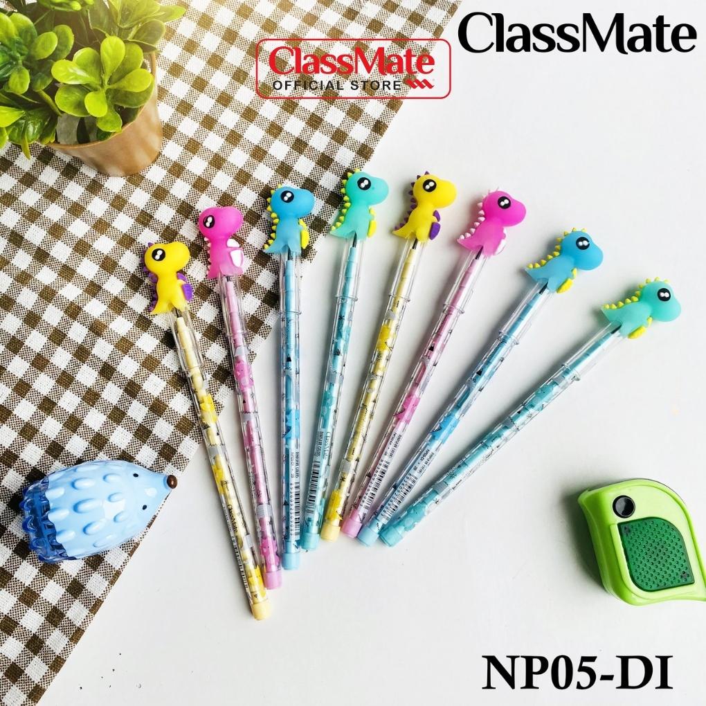Bút chì khúc 2B hình khủng long DINOSAUR CLASSMATE-NP05DI, nét bút mịn, dùng cho bé luyện chữ viết -vpp Quế Anh
