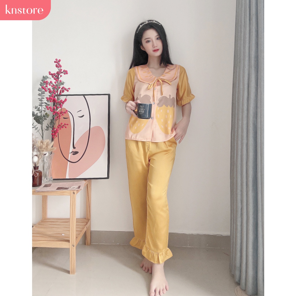 Đồ Ngủ Lụa Satin Tay Ngắn Quần Dài, Bộ Pijama Lụa Cao Cấp Mát Mịn Không Nhăn Ảnh Thật Của Shop - Kn Store | BigBuy360 - bigbuy360.vn