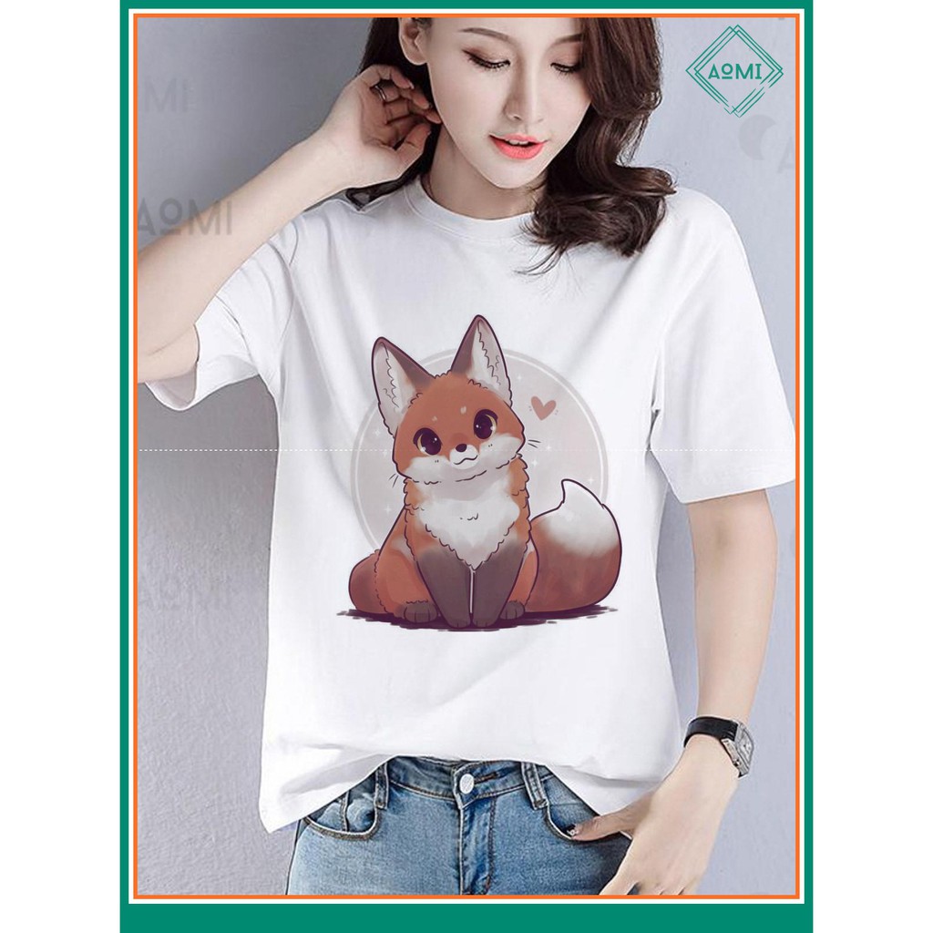 ÁO THUN NAM NỮ AT2302 CÁO XINH XẮN THÚ CƯNG THỜI TRANG AOMI unisex PHONG CÁCH CÁ TÍNH ĐẸP