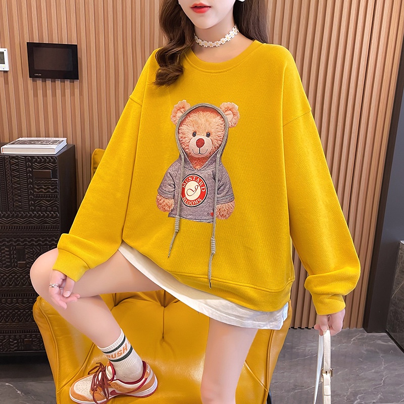 Áo sơ mi dài tay nữ Áo thun dài tay nữ mỏng in hoạt hình kiểu Hàn Quốc xinh xắn cho nữ