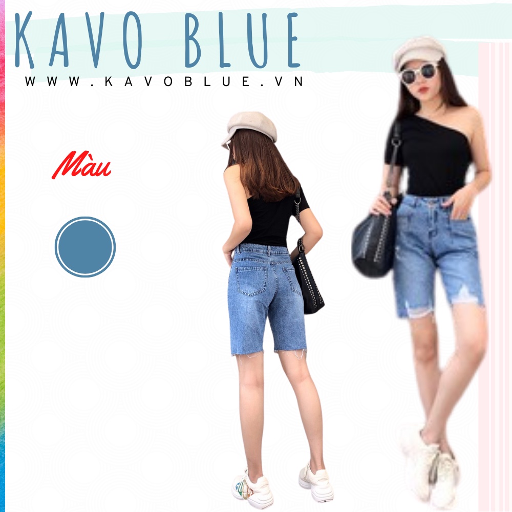 Quần Jean Ngố Lửng KAVO BLUE Rách Đùi KAVO BLUE KB777-20