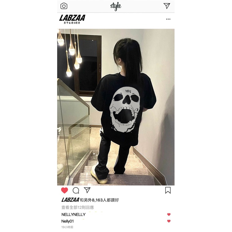 Áo phông ngắn tay dáng rộng in hình đầu lâu phong cách hip hop chất cotton cho nam và nữ AMOO