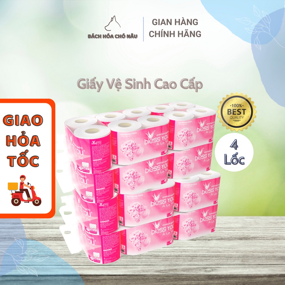 COMBO 4 Lốc Giấy Vệ Sinh Bless You À La Vie 10 Cuộn Giấy 2 Lớp Cao Cấp Cho Gia Đình [ Hàng Mới Chính Hãng]