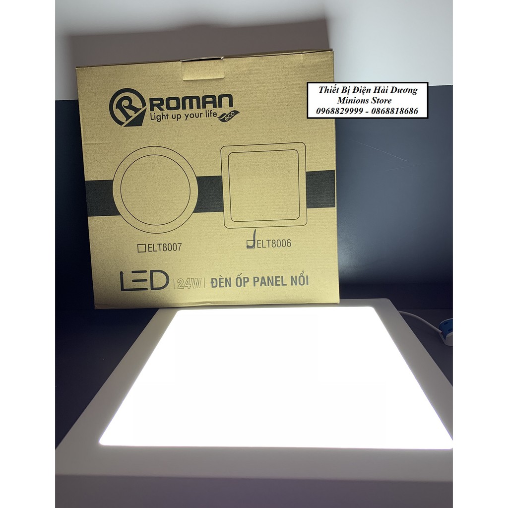 Đèn ốp nổi panel LED Roman ELT8006/8007 24W (Vuông/Tròn) - Bảo hành 24 tháng