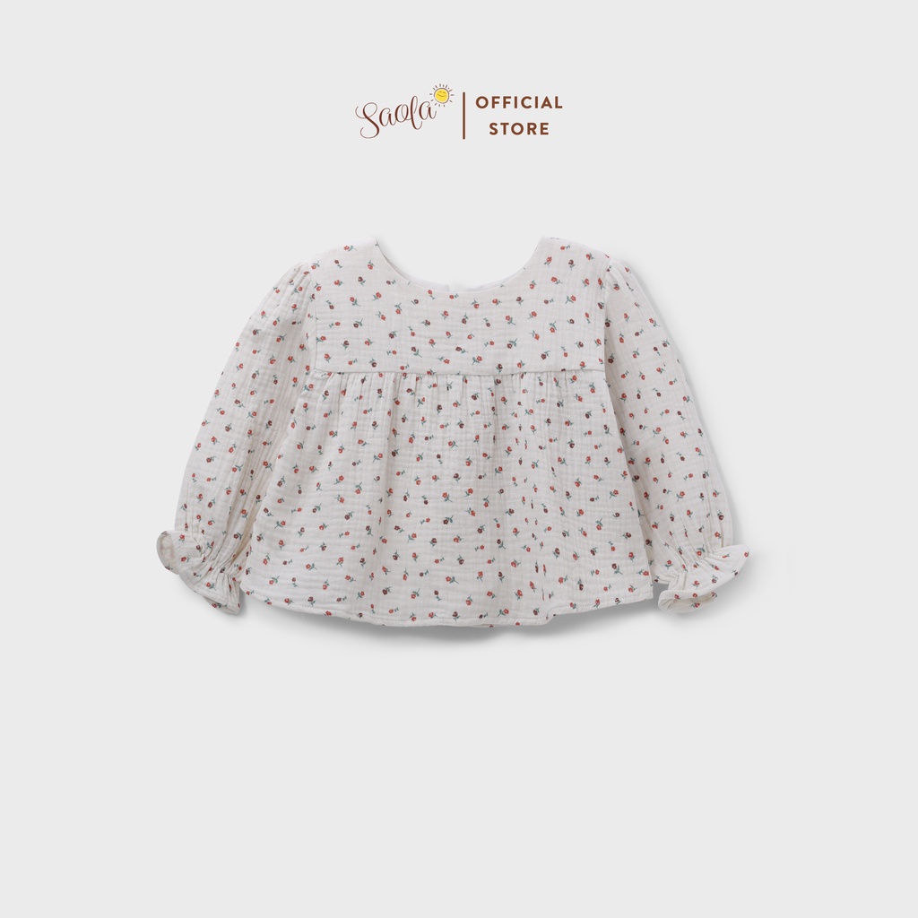Áo BabyDoll Muslin Dài Tay Cúc Gỗ Dễ Thương Cho Bé Gái - MIYA TOP - TOM002 - SAOLA KIDS CLOTHING
