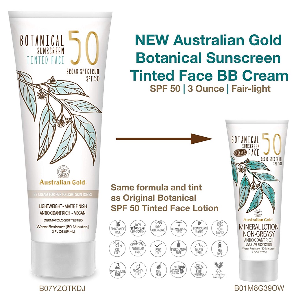[USA] Chống nắng AUSTRALIAN GOLD BOTANICAL MINERAL LOTION SPF 50 - TINTED FACE 89ml