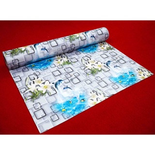 Giấy dán tường hoa Ly và cá heo có sẵn keo dán khổ 45cm