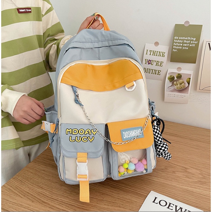 Balo ulzzang nam nữ đi học nhiều ngăn phối màu BAG U PHOI3N