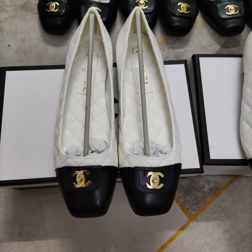 Giày Lười Đế Bằng Màu Đen/Vàng Cho Nữ Tập Múa Ba Lê