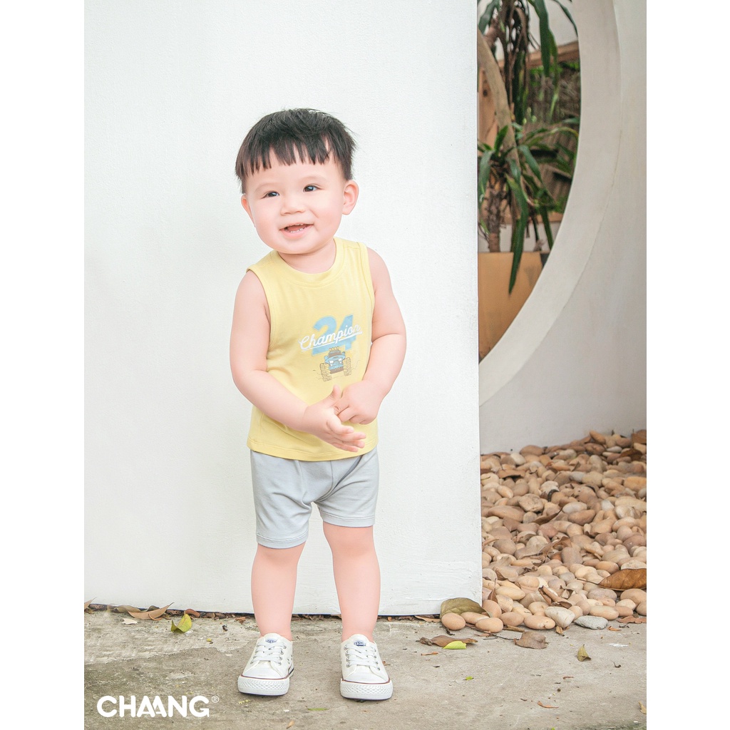 CHAANG Bộ quần áo ba lỗ Active vàng cho bé trai bé gái. Bé 6-22kg CHA000002 Shop-Mẹ-Rùa