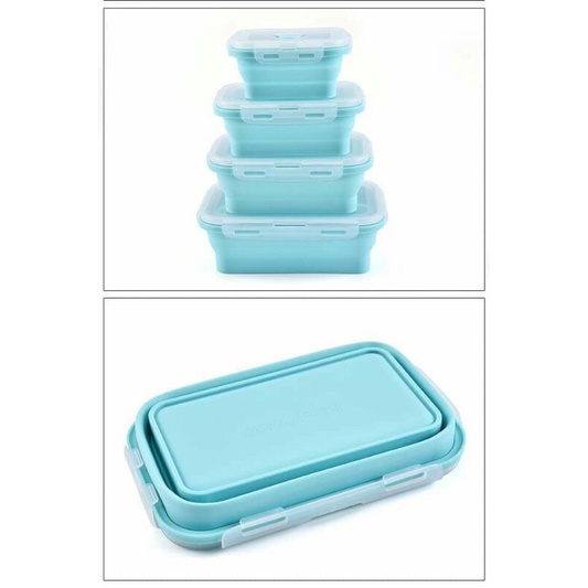 Set 4 hộp silicon thực phẩm gấp gọn hãng sale chuẩn FDA