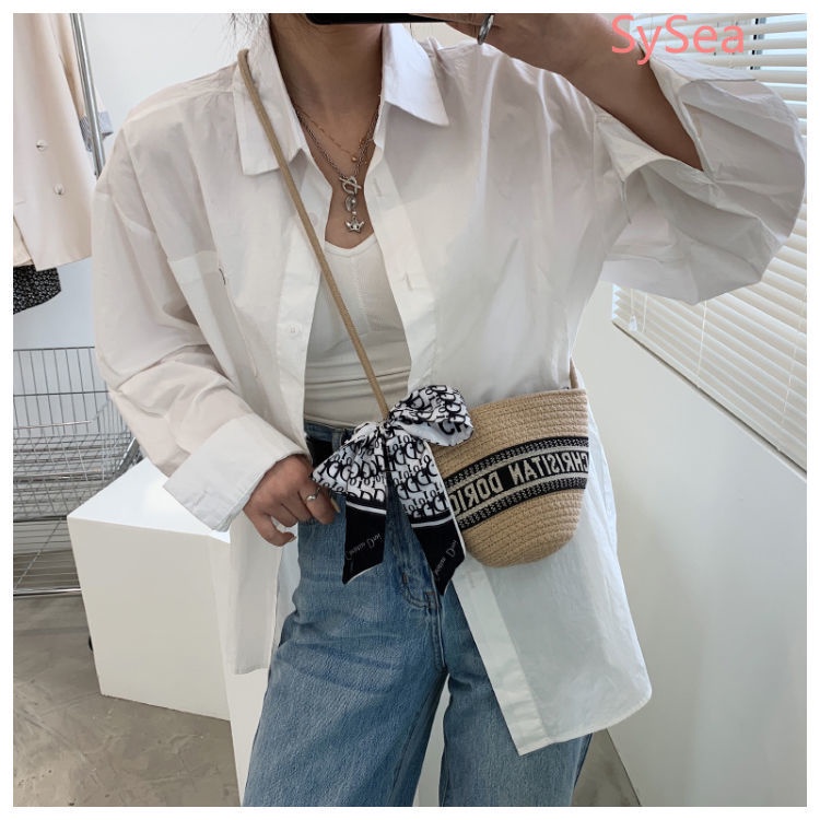 Túi Xách Bucket Mini In Chữ Phong Cách Pháp Thời Trang Mùa Hè Cho Nữ