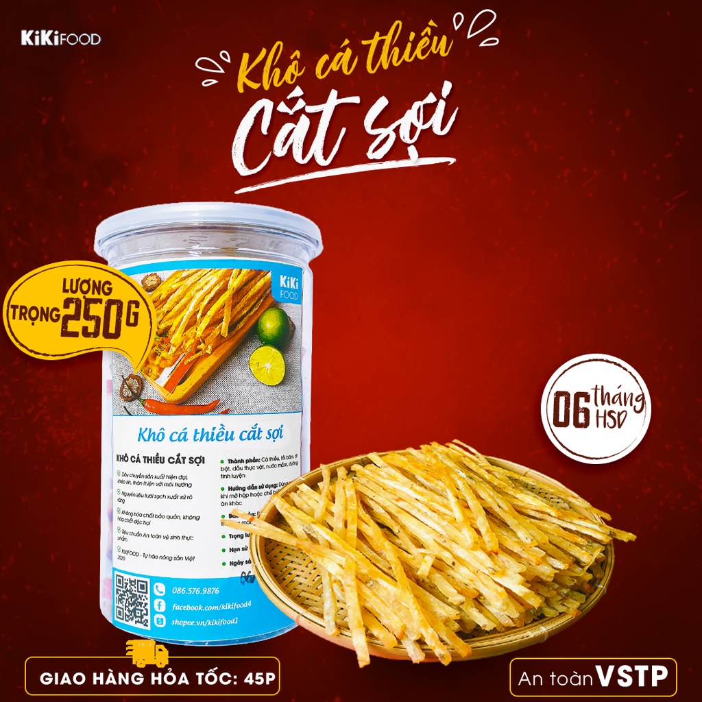 Khô cá thiều que tẩm gia vị 250G KIKIFOOD, vừa ngon vừa rẻ đồ ăn vặt Việt Nam an toàn vệ sinh thực phẩm
