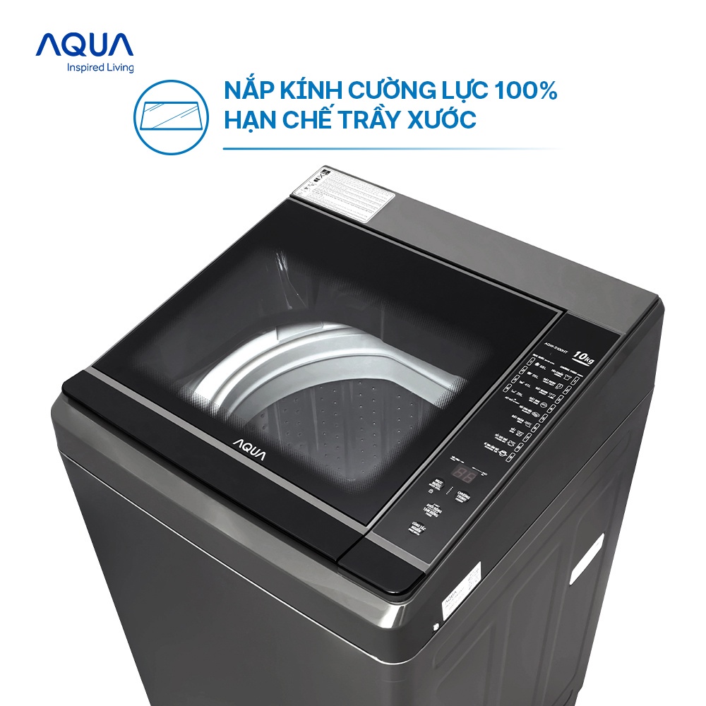 Máy giặt cửa trên 10kg Aqua AQW-S100HT.S - Hàng chính hãng - Miễn phí lắp đặt