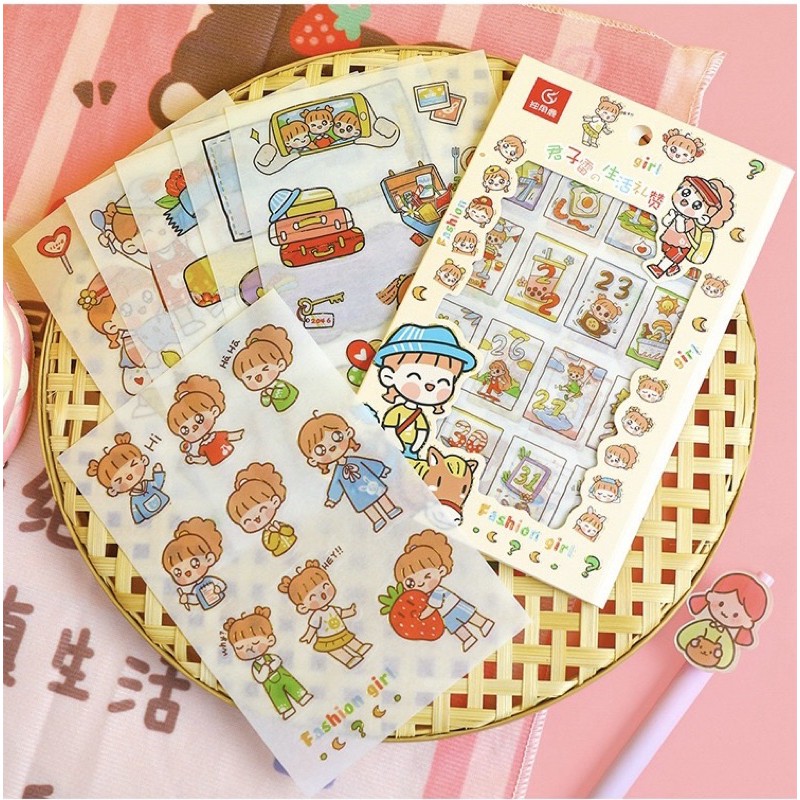 Set 4 tấm nhiều miếng sticker trang trí điện thoại, máy tính, sổ vở, kệ, hộp văn phòng phẩm