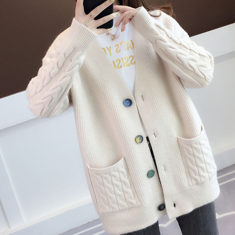 Áo Khoác Dệt Kim Dáng Rộng Thời Trang Dành Cho Nữ