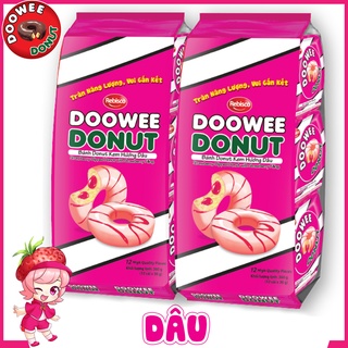 Bánh bông lan - doowee donut - vị kem dâu nhân mứt dâu - combo 2 túi - túi 12 cái/ 360 gram