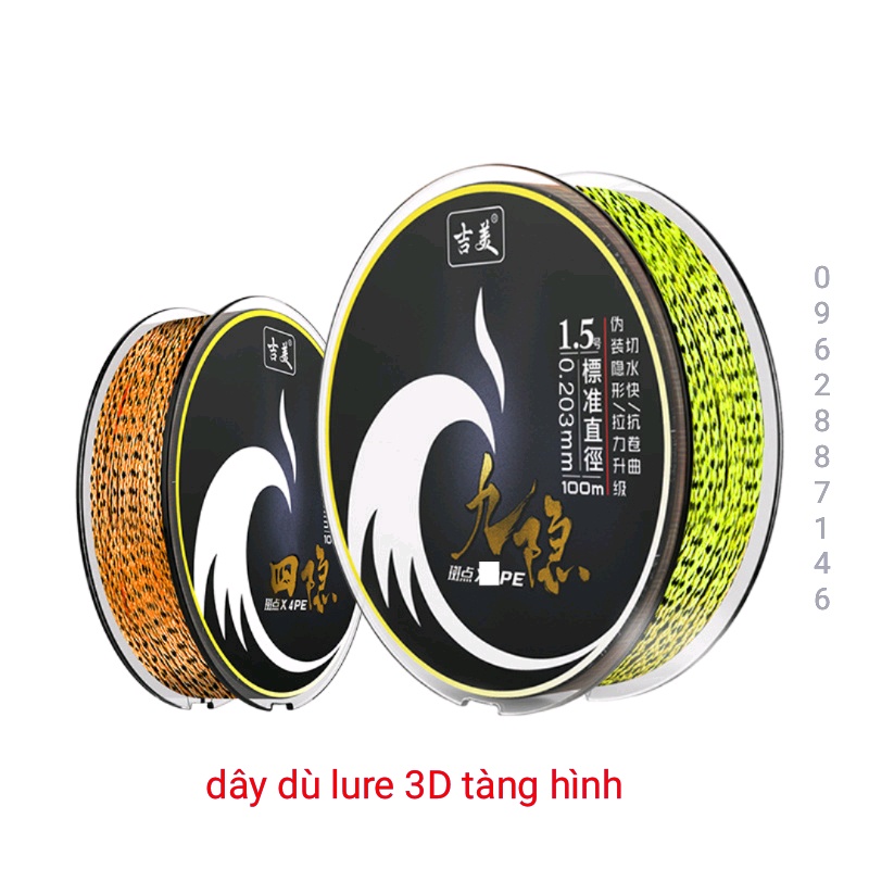 dây dù câu cá dù câu lure 3D tàng hình siêu tải