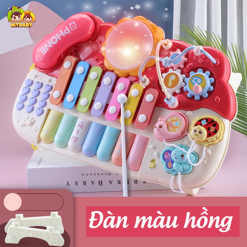 Đàn Piano Cho Bé Thông Minh Đa Năng, Có Đèn Nhạc, Điện Thoại, Trống, Vòng Xoay, Kích Thích Trí Thông Minh, Mybaby