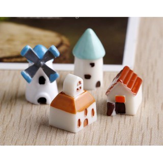 [TIỂU CẢNH TRANG TRÍ] Cối xay gió, nhà thờ, tháp chuông mini trang trí cây sen đá, xương rồng, cây cảnh (1 bé)