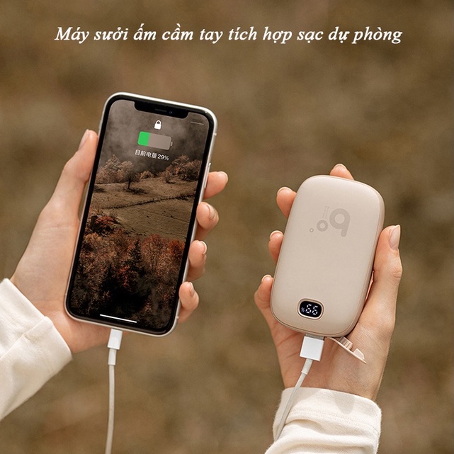 Máy sưởi ấm mini cầm tay đáng yêu, kiêm sạc dự phòng Jisulife NS02, Sử dụng 4-8h - 5400mAh, BH 12 tháng chính hãng