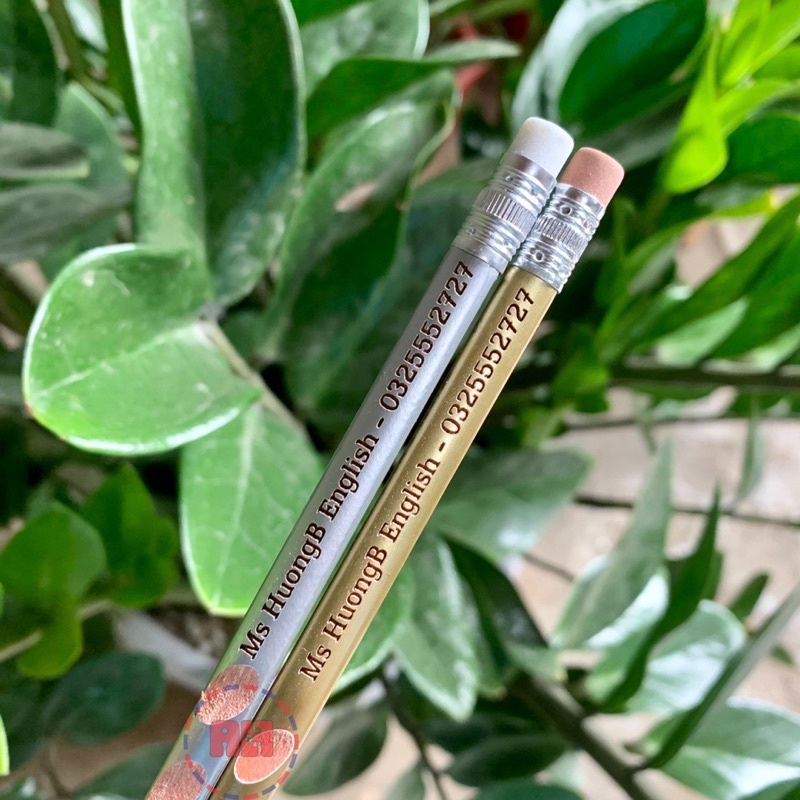 Bộ 10 bút chì khắc tên định vị theo yêu cầu, có đầu tẩy