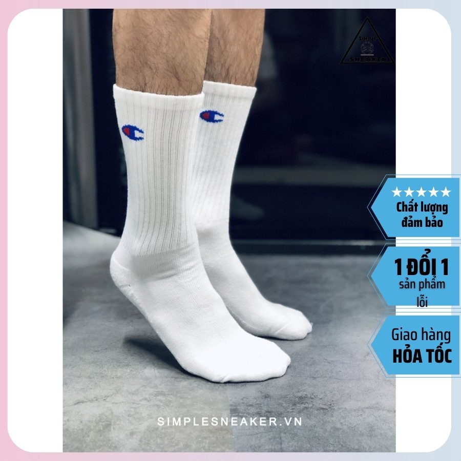 Pack 3 đôi vớ thể thao cổ cao champion -tất thời trang phong cách unisex