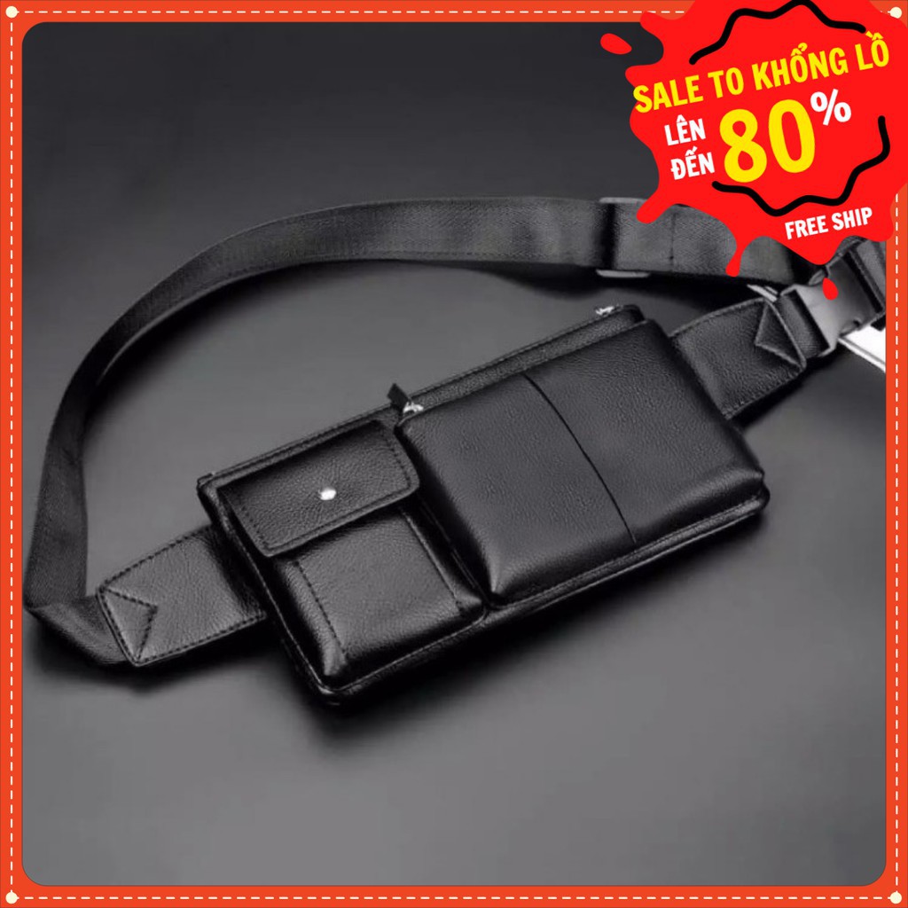 Túi chéo bao tử nam &amp; nữ unisex đeo vai xách đeo bụng đẹp đi chơi, đi học chất da 2 HỘP | steven