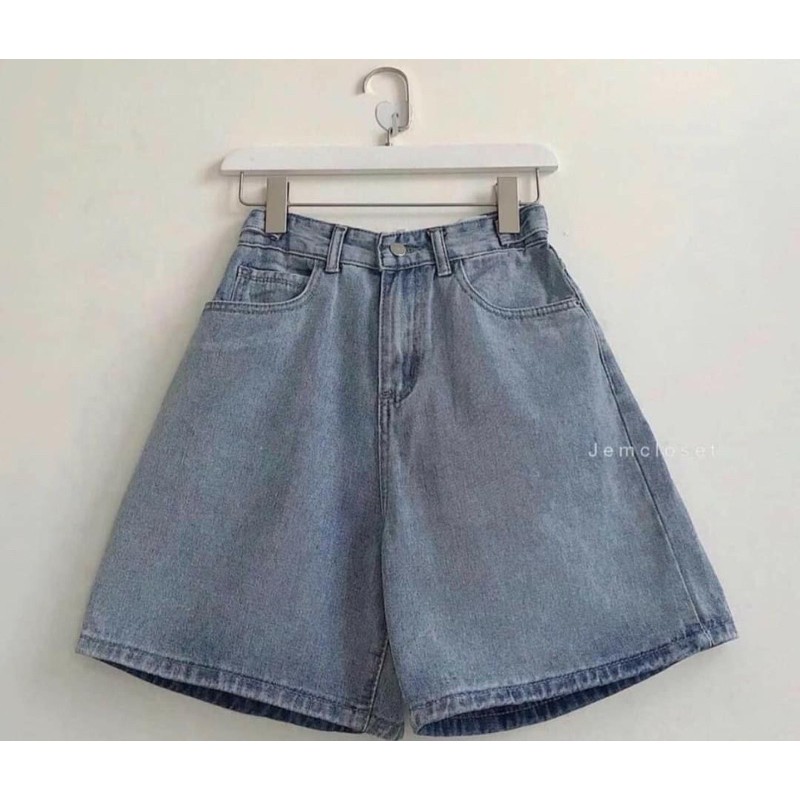 Quần Short Jean Ngố Rộng, Quần Bò Cạp Cao Ngố Rộng