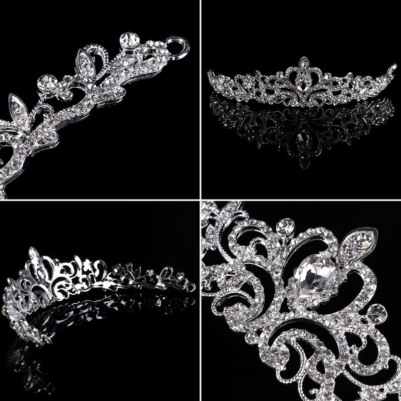 Vương Miện Nữ Hoàng Đính Đá Phong Cách Vintage Cho Cô Dâu