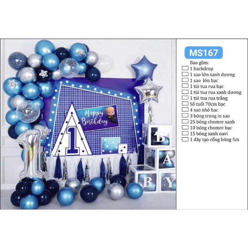 (KÈM BACKDROP) SET BÓNG SINH NHẬT BABY BOSS NHÓC TRÙM