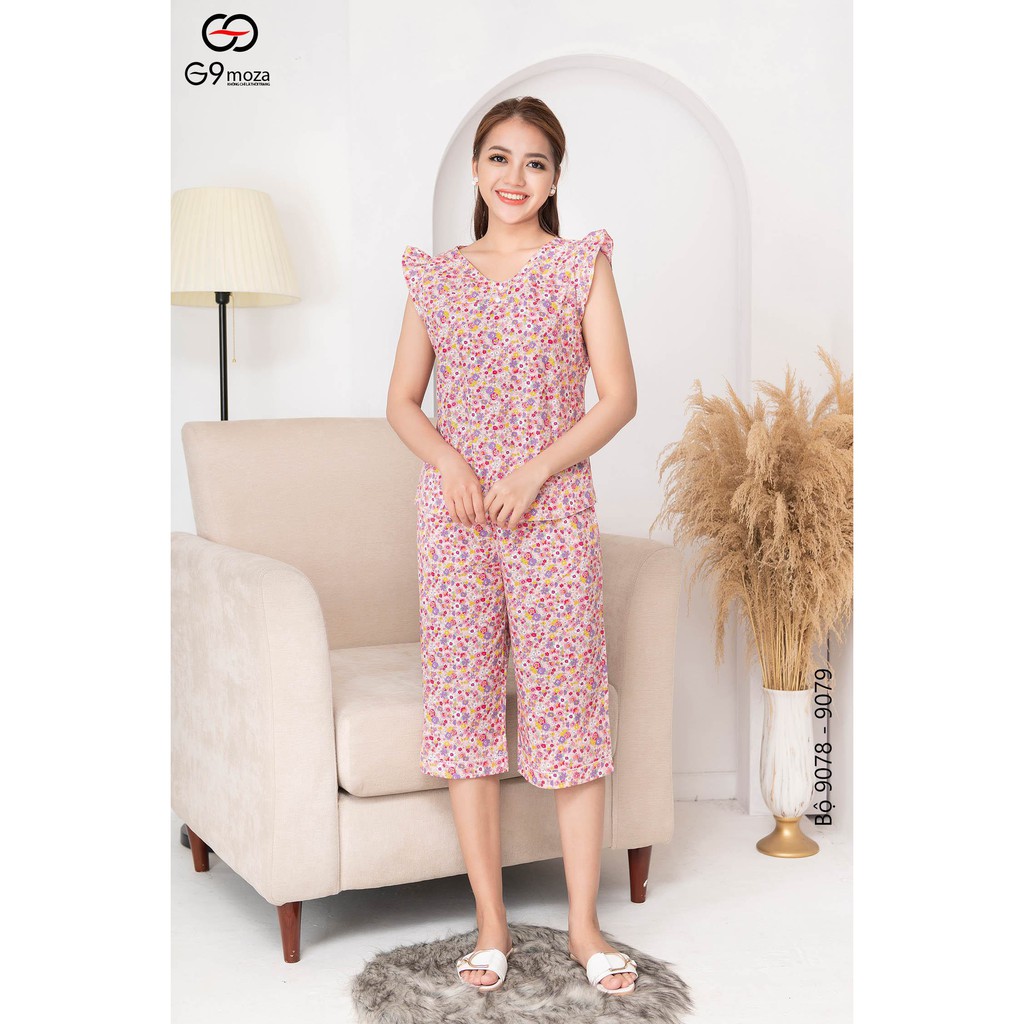 Áo cộc quần lửng  9079 G9moza Chất liệu: Thô Hàn Phong cách: Đồ mặc nhà Năng động, nữ tính, ngọt ngào