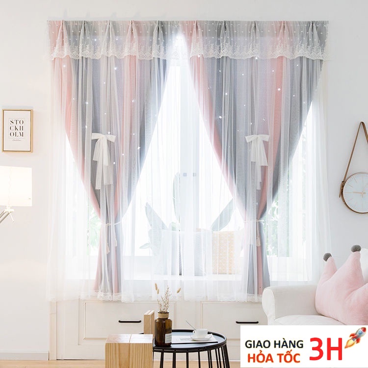 【Hàng giao ngay】Rèm cửa dán tường chống nắng, rèm cửa dán trang trí cửa sổ - phòng khách dễ dàng lắp đặt không khoan đục