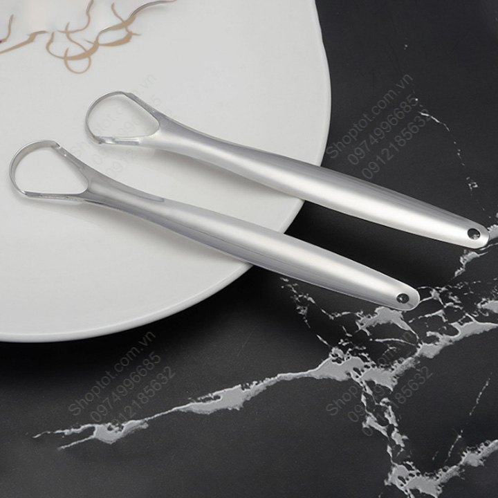Bộ 2 dụng cụ cạo lưỡi làm bằng inox không gỉ, giúp làm sạch lưỡi cho hơi thở thơm mát