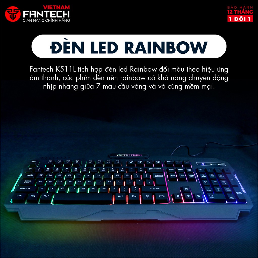 Bàn Phím Gaming Có Dây Fantech K511 HUNTER PRO Rainbow Backlit LED 19 Phím Anti Ghosting - Hãng Phân Phối Chính Thức