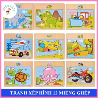 ĐỒ CHƠI GỖ 5 tranh GHÉP HÌNH GỖ 12 MẢNH loại đẹp