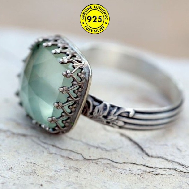 Nhẫn mạ bạc 925 đính đá mặt trăng