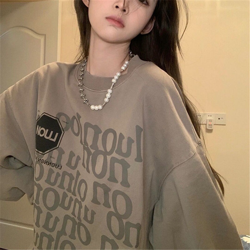 Áo Len Cotton Tay Dài Cổ Tròn Dáng Rộng Phong Cách Hàn Quốc Thời Trang Thu Đông Cho Nữ | BigBuy360 - bigbuy360.vn