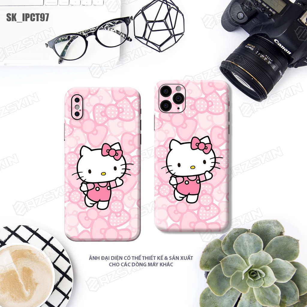 Miếng Dán Skin Hình Mèo Hello Kitty Dành Cho Mọi Dòng IPhone |SK_IPCT97| Chất Liệu Nhập Khẩu, Khuôn Cắt CNC Dán Full Máy