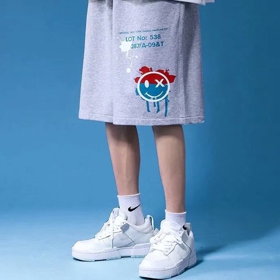 Quần Short Thể Thao Dáng Rộng Lưng Thun Co Giãn In Hoạt Hình Phong Cách Hàn Quốc Thời Trang Mùa Hè Cho Nam Size M-8Xl
